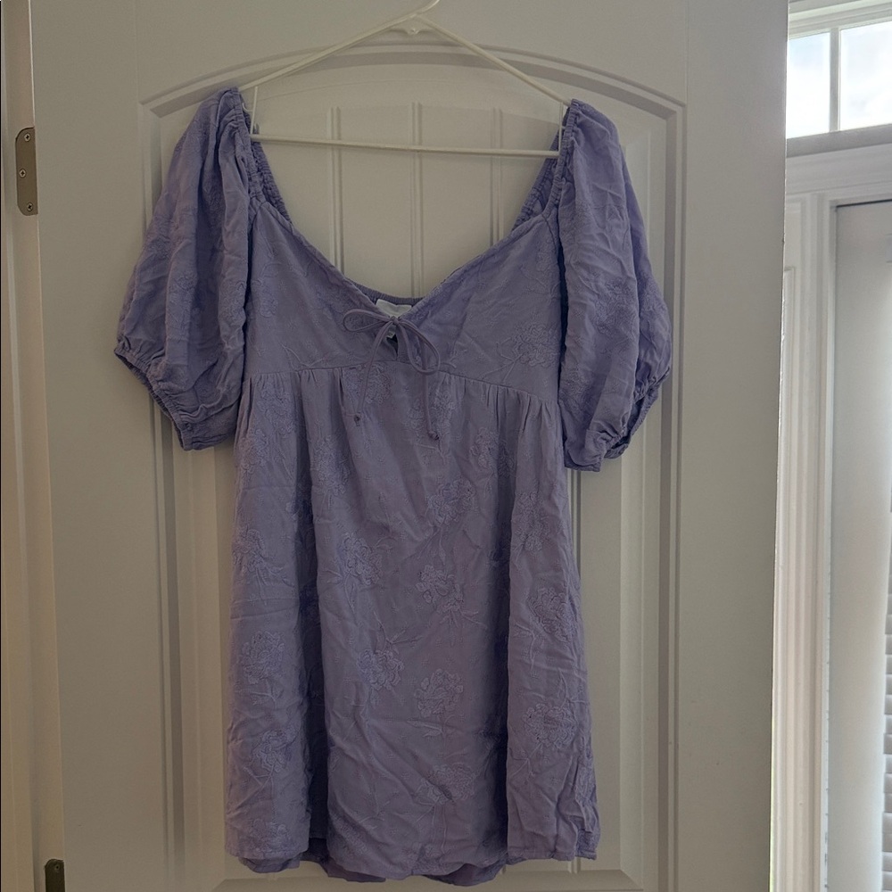 Lavender Puff Sleeve Mini Dress